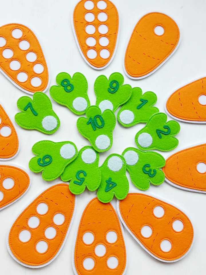 Felt didactic aid "Carrot counting"