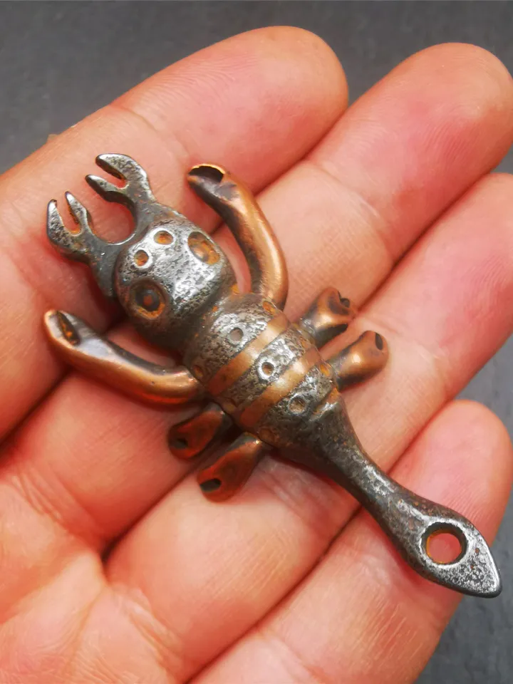 Gandhanra Handmade Tibetan Amulet,Scorpion Guru of Padmasambhava, Buddhist Scorpion Totem Pendant, Made of Cold Iron,2.28&quot;