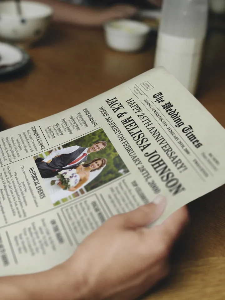 25th wedding anniversary gift for couple, 25th anniversary gifts for husband, silver wedding anniversary gift, 2000 anniversary newspaper