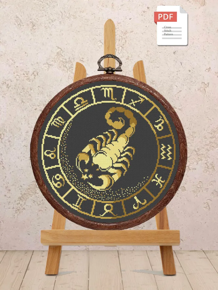 Scorpio Cross Stitch Pattern, Zodiac Cross Stitch, Embroidery Zodiac, Leo Pattern, Signs of the Zodiac Pattern, Modern Cross Stitch #zdc008