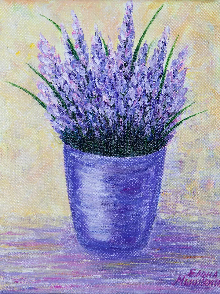 Digital Product Lavender painting, Painting with flowers, Lavender in a vase painting, Flowers painting