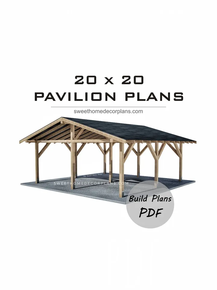 Diy 20 x 20 gable pavilion plans pdf. Carport pdf plans. Garage plans. Wooden outdoor covered gazebo plans. Backyard timber frame plans for outdoor