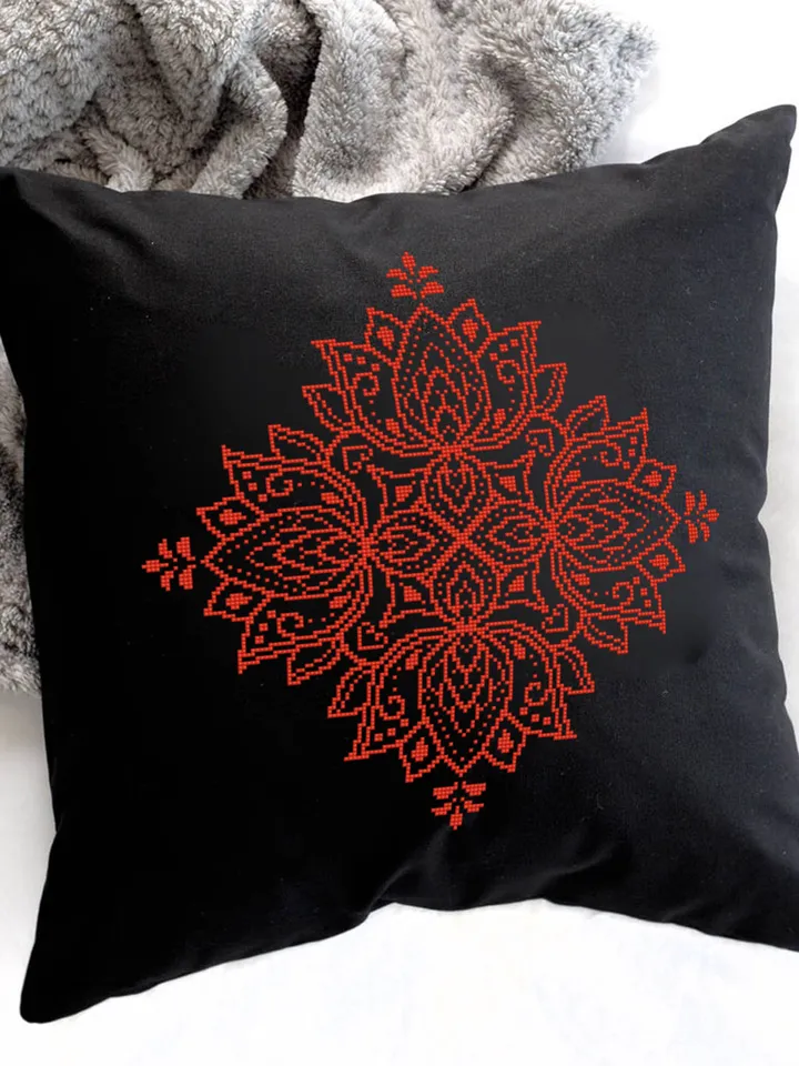 Lotus mandala cross stitch pattern digital PDF Modern floral ornament cross stitch Easy mandala embroidery beginners Instant download #M143