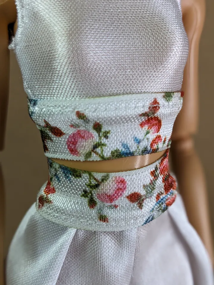 Handmade white & red floral print sports set for 1/6 scale fashion female dolls