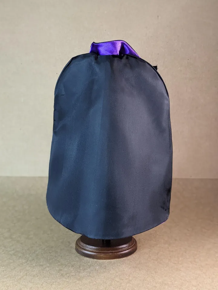 Handmade two-sided black & purple Halloween Vampire cape for 11 inches fashion dolls