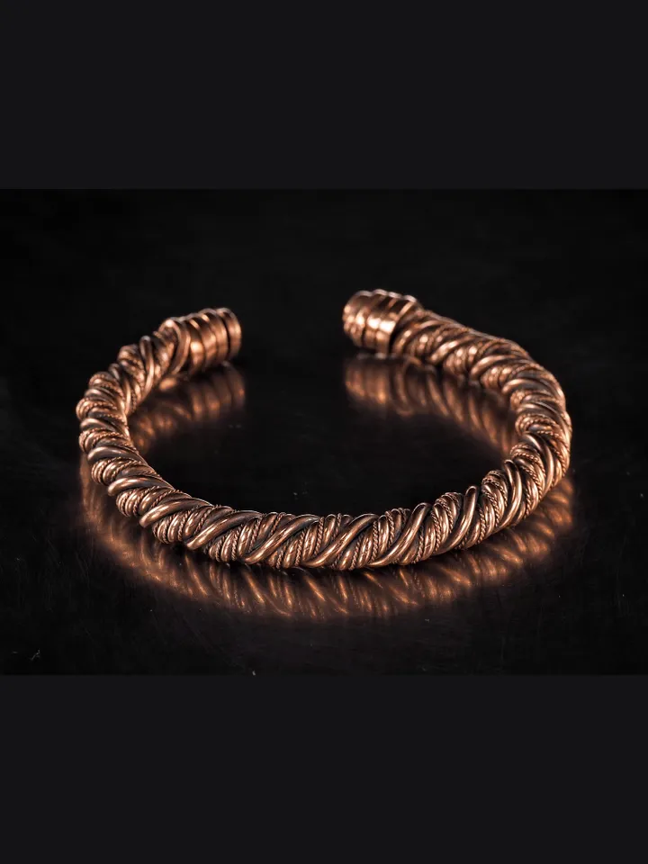 Woven copper wire cuff bracelet Antique style handcrafted copper jewelry