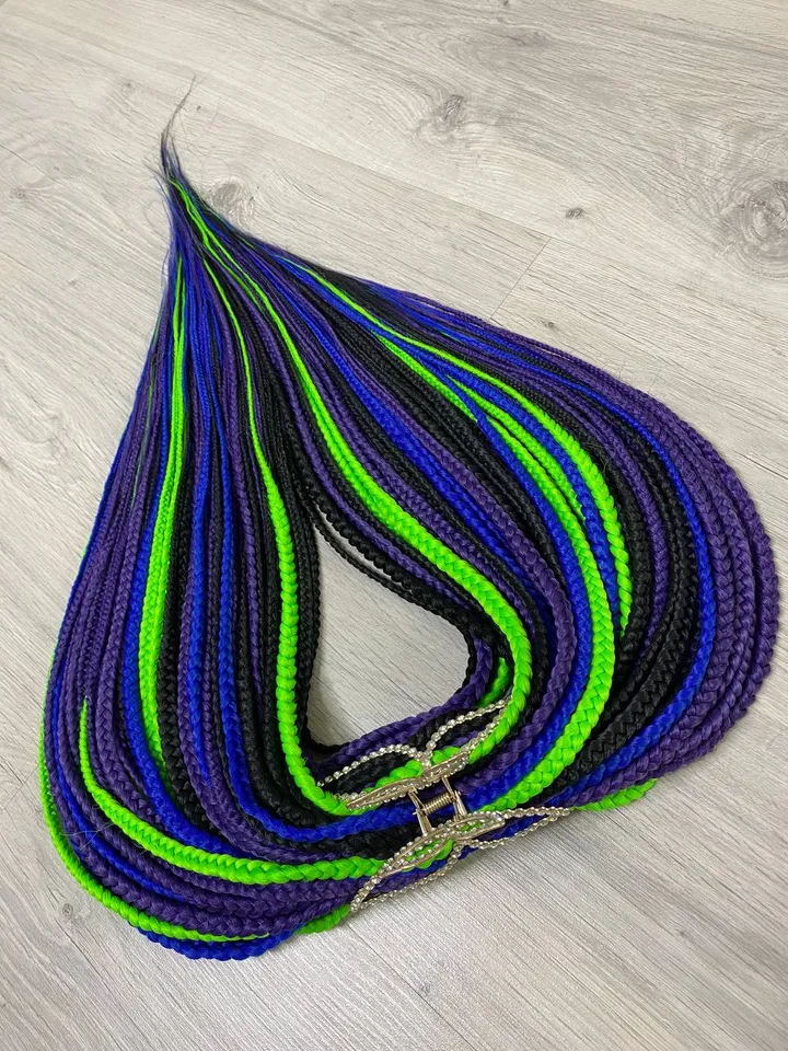 Colourful Synthetic DE braids. Neon Dreadlock extensions full set.
