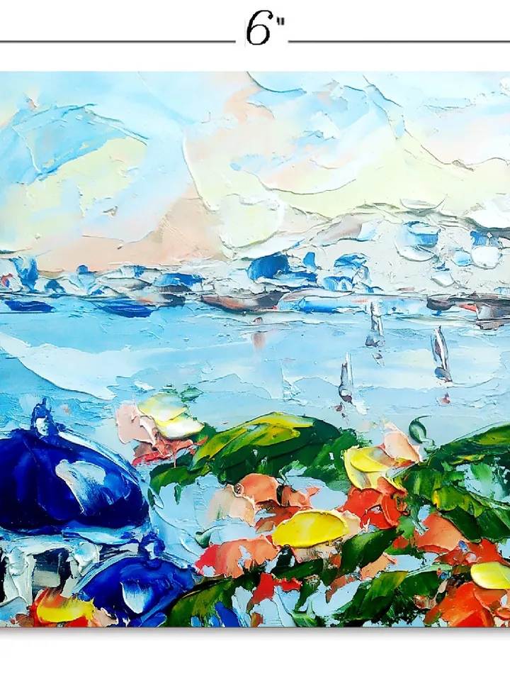 Santorini Custom Painting Greece Original Art 6x6 Floral Painting Cityscape Art Original Oil Painting by ArtProkopaloSv