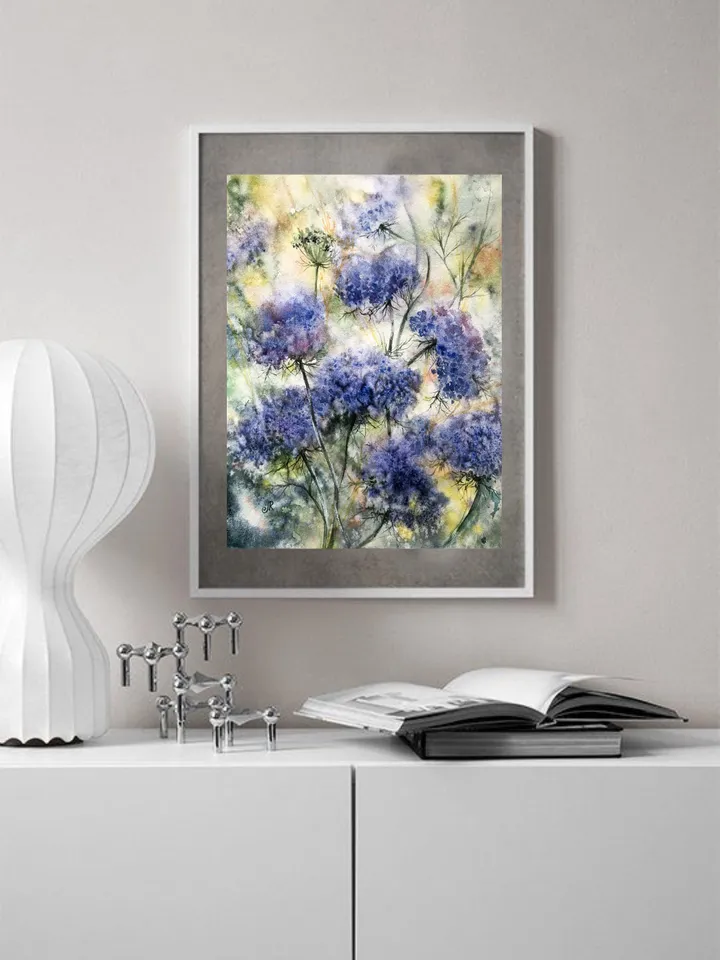Flowers Original Painting Watercolor Wildflowers Wall Art Floral