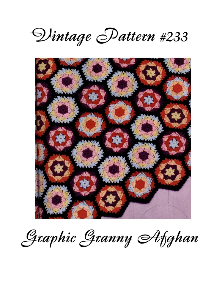 Graphic Granny Afghan Vintage Crochet Pattern 233
