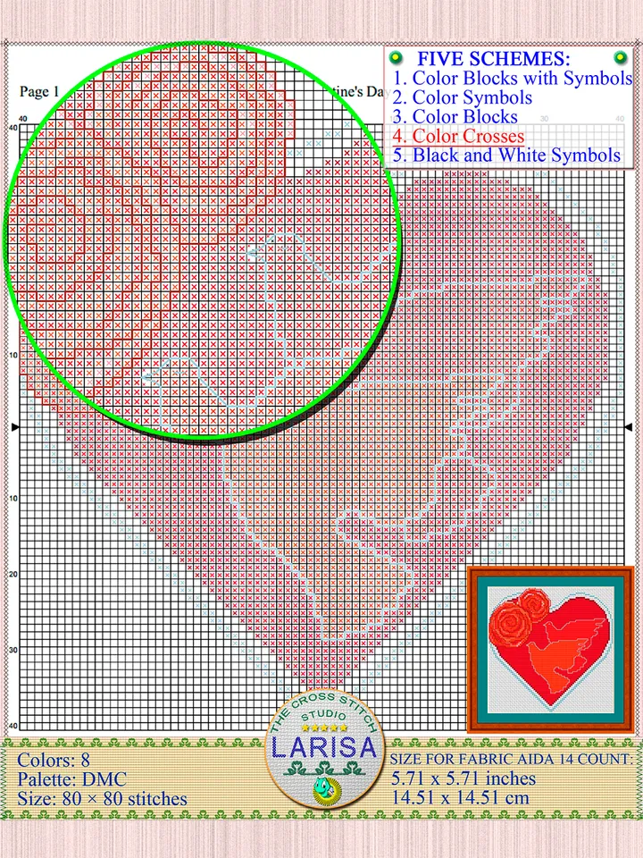 Happy Valentine’s Day Cross Stitch Pattern | Pigeons | Heart
