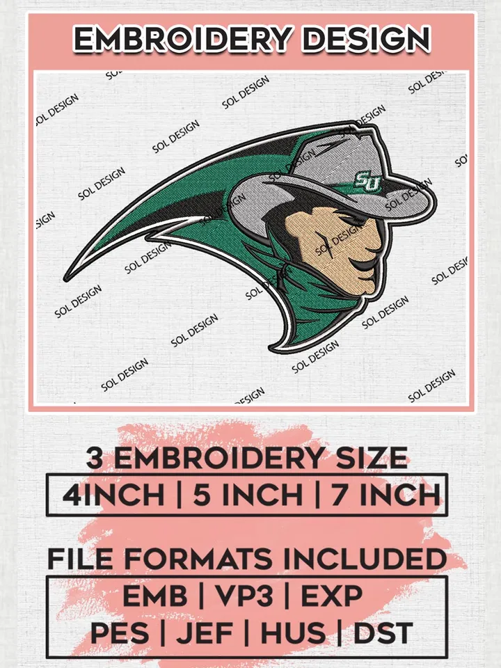 NCAA Stetson Hatters Head Mascot Logo Machine Embroidery Design, NCAA Stetson Hatters Team Design Design files, NCAA Team Embroidery Designs, NCAA Machine Embroidery Designs, Digital Download
