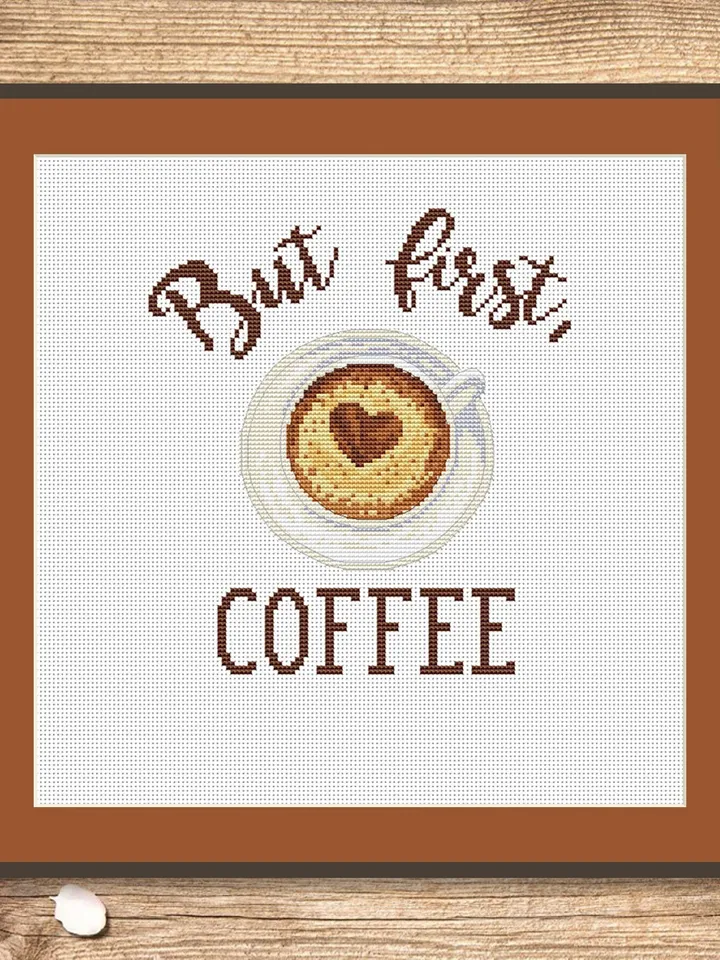 But First Coffee Cross Stitch Pattern, Kitchen Cross Stitch, Embroidery Coffee , Cup of Tea Cross Stitch Pattern, Modern Cross Stitch #kt010