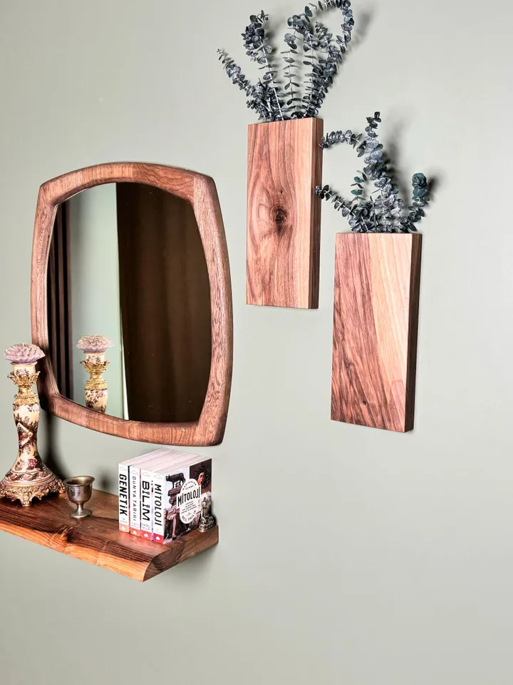 Square Mirror,White Oak Mirror, Walnut Framed Mirror, Mid Century Mirror, Organic Mirror, Wood Framed Mirror,Aesthetic mirror,Changing room.