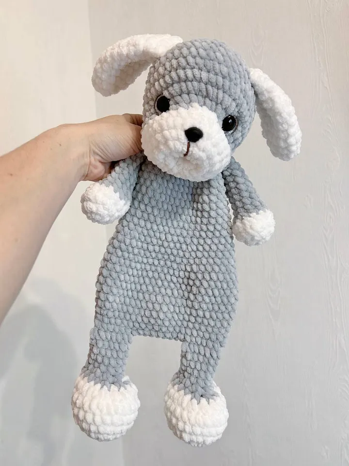 Handmade puppy snuggler Cute cuddle soft toy Baby shower gift