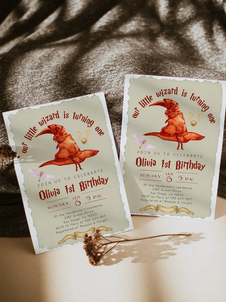 Wizard School 1st Birthday; Magic School Party Invite Template; The Chosen One Wizard Birthday Invitation; Magical First Birthday canva diy
