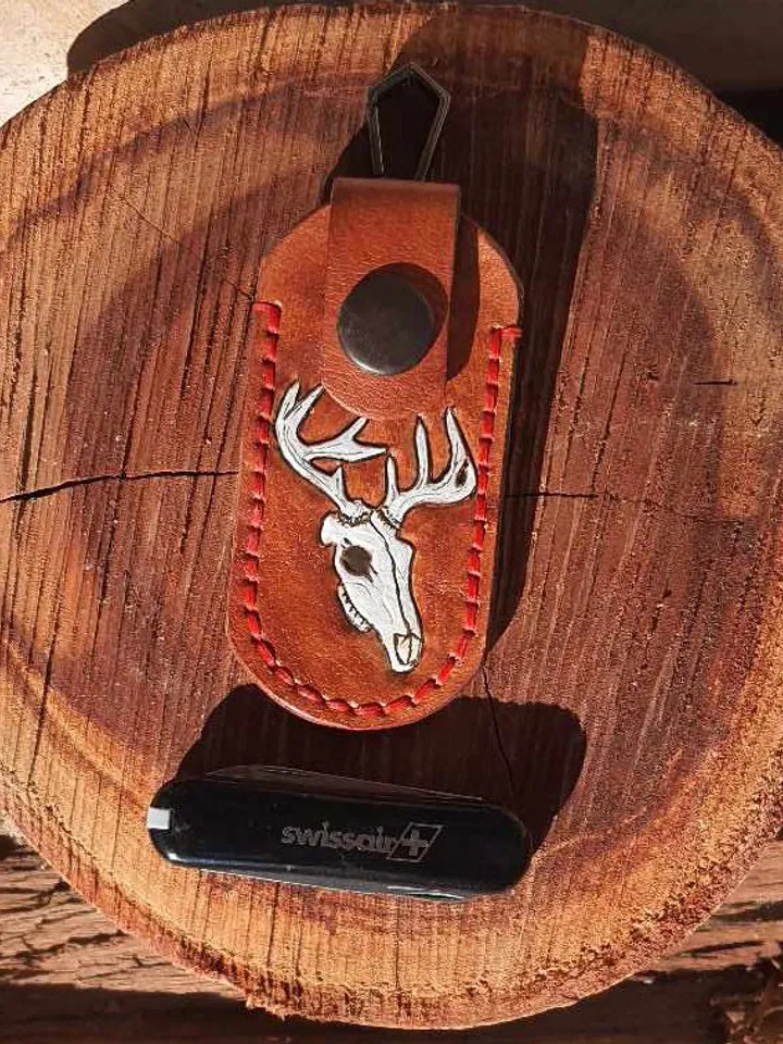 Victorinox mini leather sheath, classic sd pocket knife, swiss knife handmade genuine leather, leather keychain, leather case