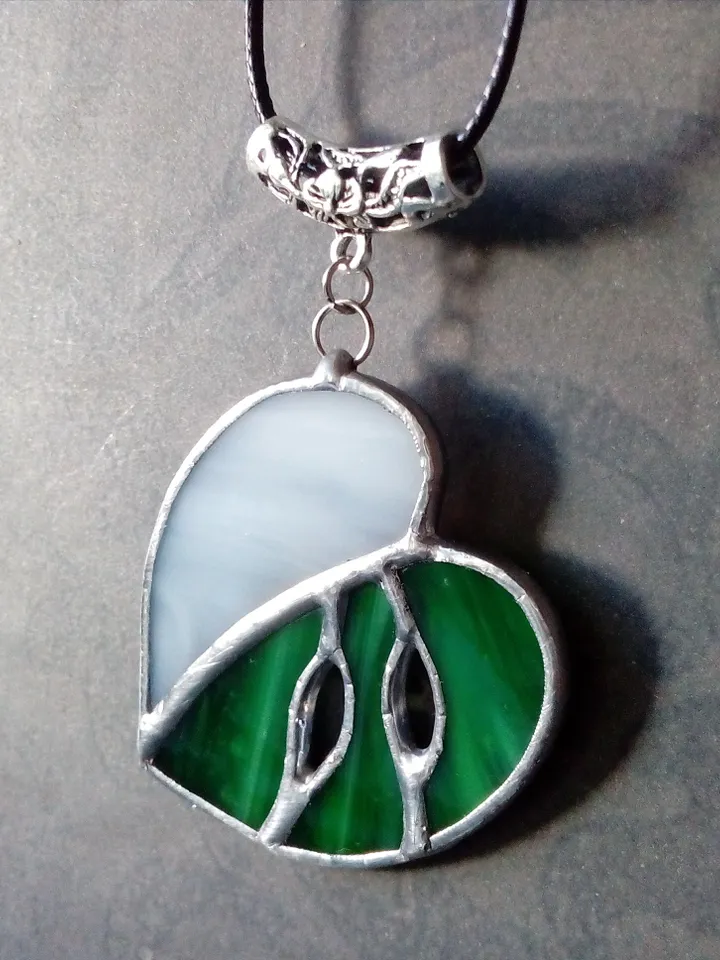 Stained glass monstera albo necklace, Monstera plant leaf pendant, Nature stained glass, Glass jewelry