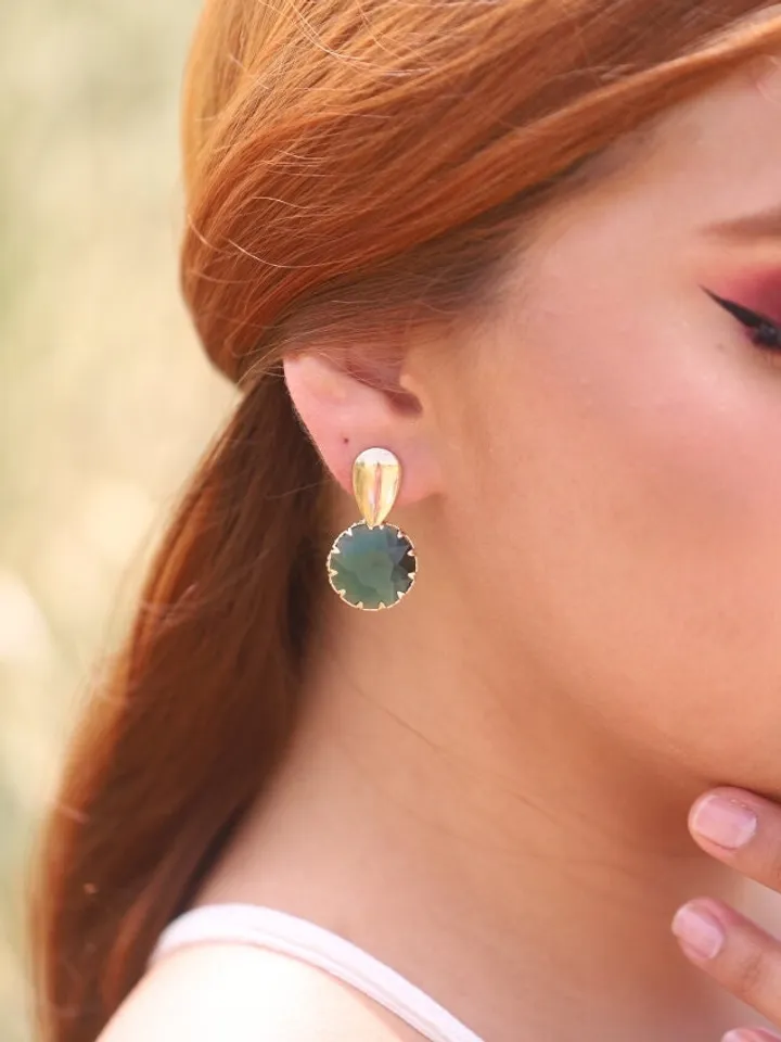 Gold , Emerald Green Boho Bridal Earrings , Swarovski Crystal Statement Boho Wedding Earrings , Boho Bridal Jewelry , Boho Wedding Jewelry,