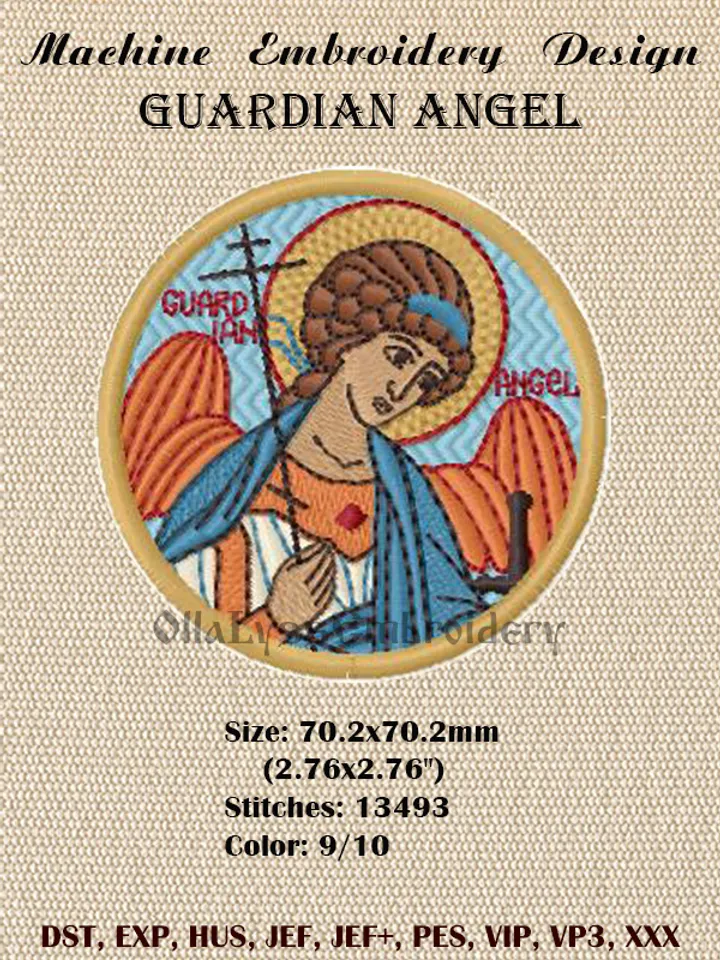 Guardian Angel machine embroidery design