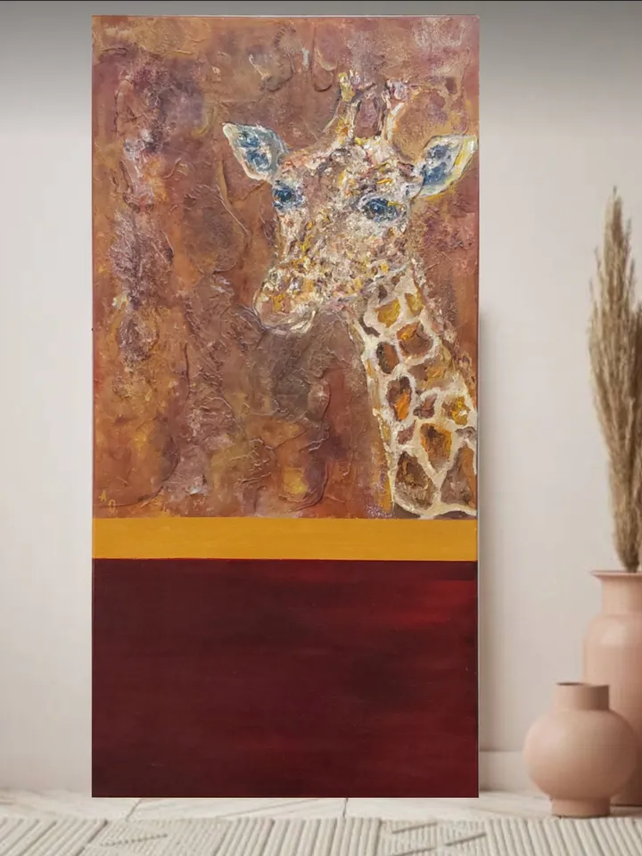 Oil painting on canvas "Giraffe" 50x100cm (20x40 inch)