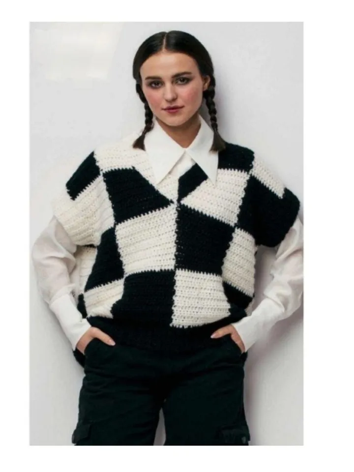 Vest crochet pattern, patchwork vest crochet, easy pattern vest, instant download