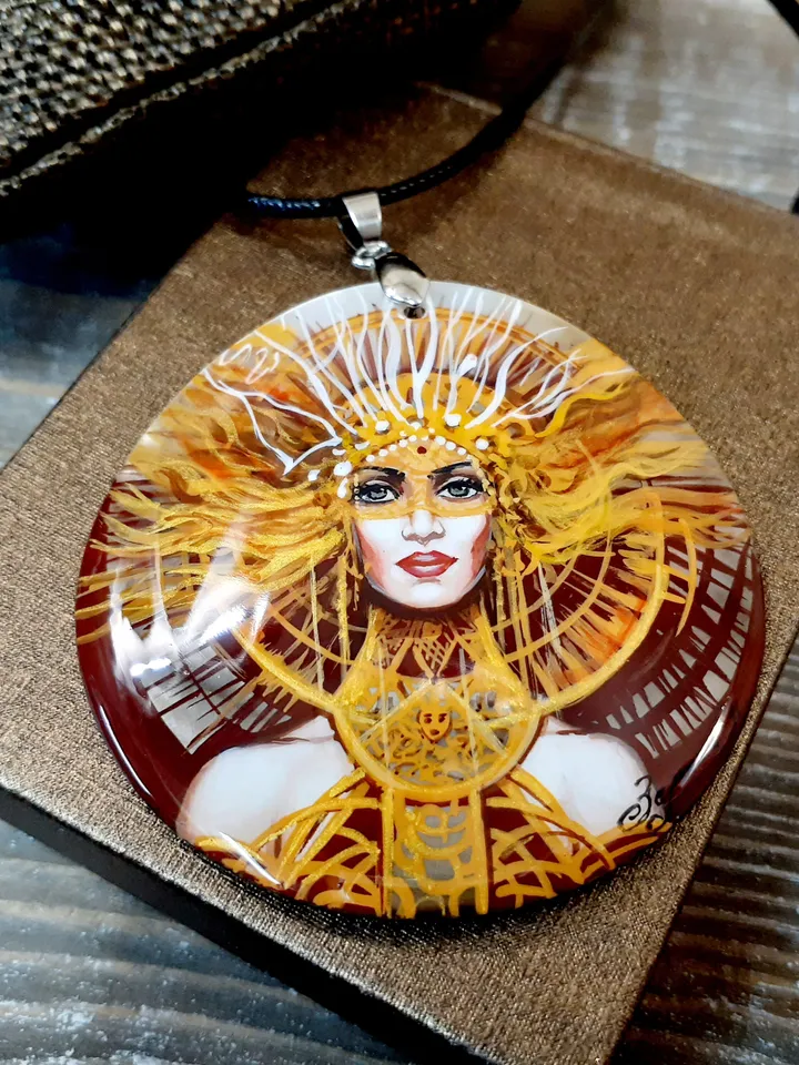 Pearl pendant necklace: Fiery beauty of women on astonishing pendant. Outstanding handmade jewelry for evening dress. Gift for a bright girl