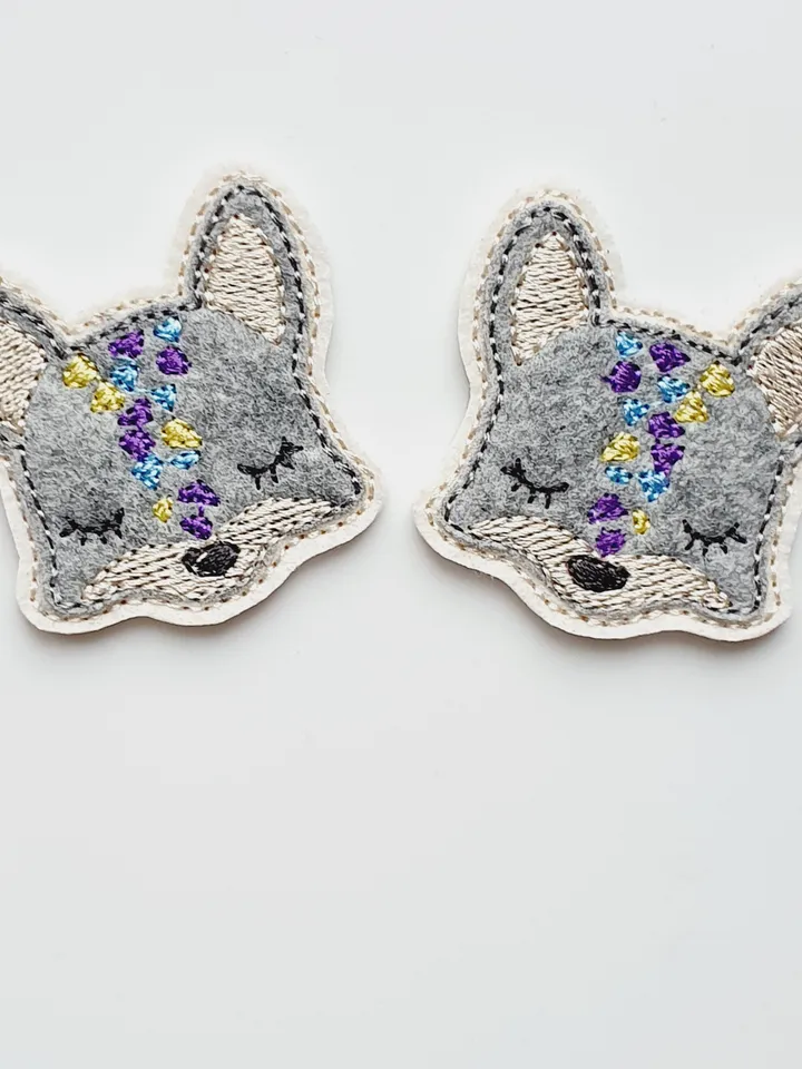 ITH Rainbow Wolf Face Embroidery Design, Felt Animal Applique Pattern for Crafts, 4x4 Hoop DIY Felties File