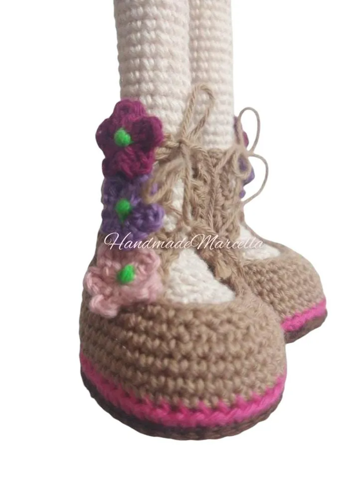 Esja Tilda Crochet Doll – 32 cm Amigurumi – Handmade Cotton Doll – Floral Dress – Collectible Gift – Valentine's Day Ready to Ship