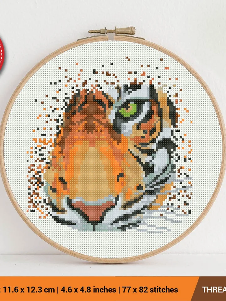 Tiger Cross stitch pattern | Embroidery Pattern | Instant Download | Embroidery Designs