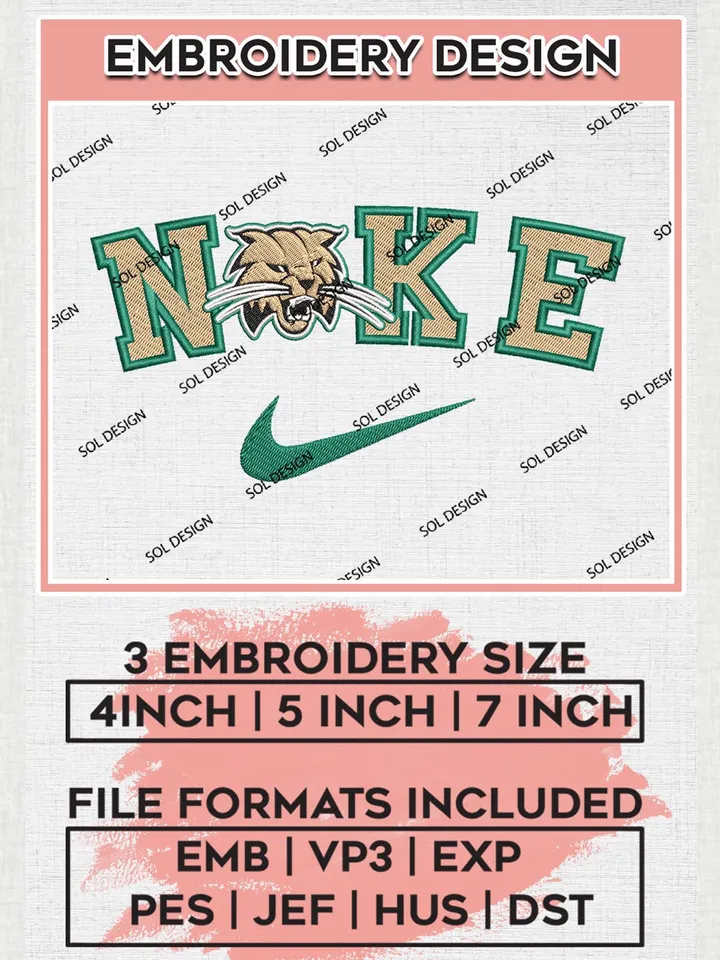 Nike Ohio Bobcats Machine Embroidery Design, NCAA Ohio Bobcats Embroidery Design Design files, NCAA Embroidery Designs, NCAA Machine Embroidery Designs, Digital Download