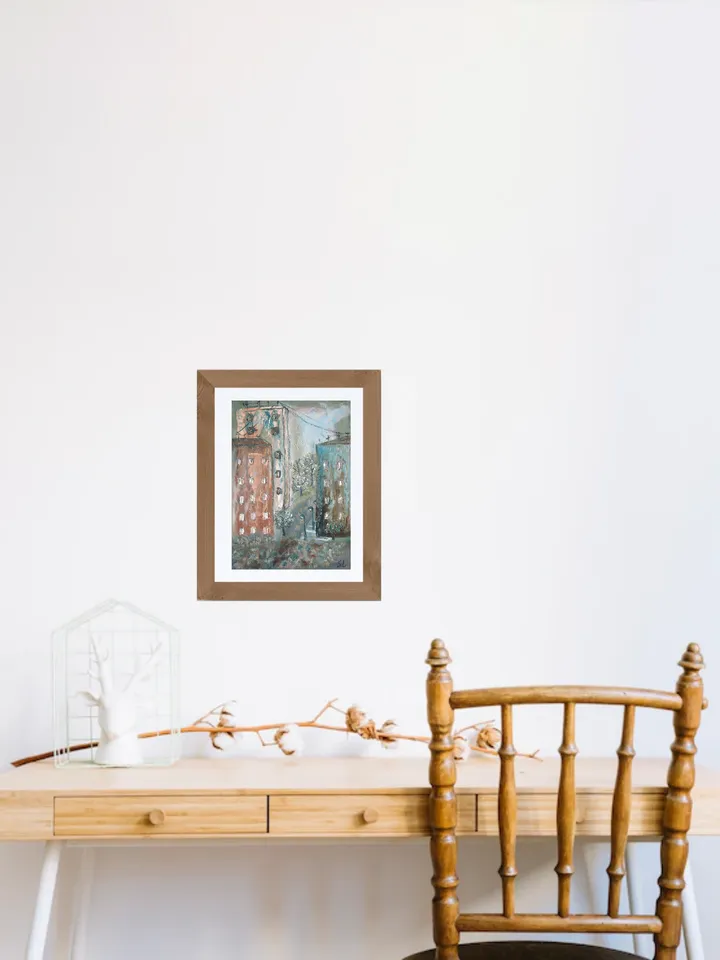 Oil Painting City Streets at Dawn, Empty Streets, Original Art, Handmade, Paper 12x8 inches
