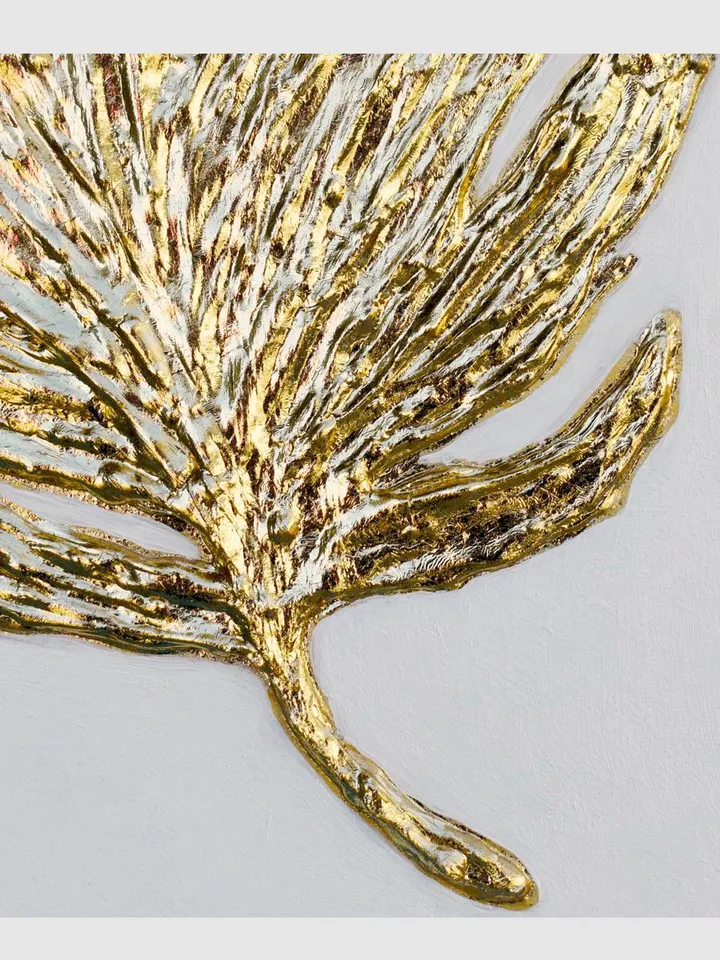 Gold Feather Abstract Painting Modern wall decor Gold and White Wall Art on canvas Textured Artwork