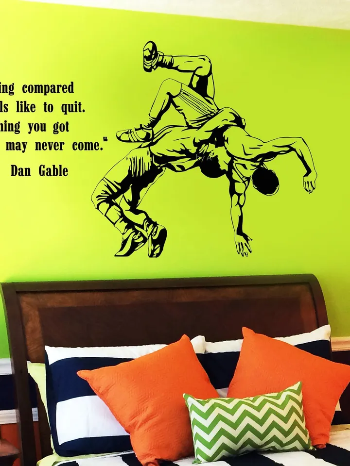 Wrestling Wall Decal - Jiu Jitsu Wall Sticker, Greco Roman Wall Decal, Fighter sticker, Quote Decals, Boy's room, Kid's ga259