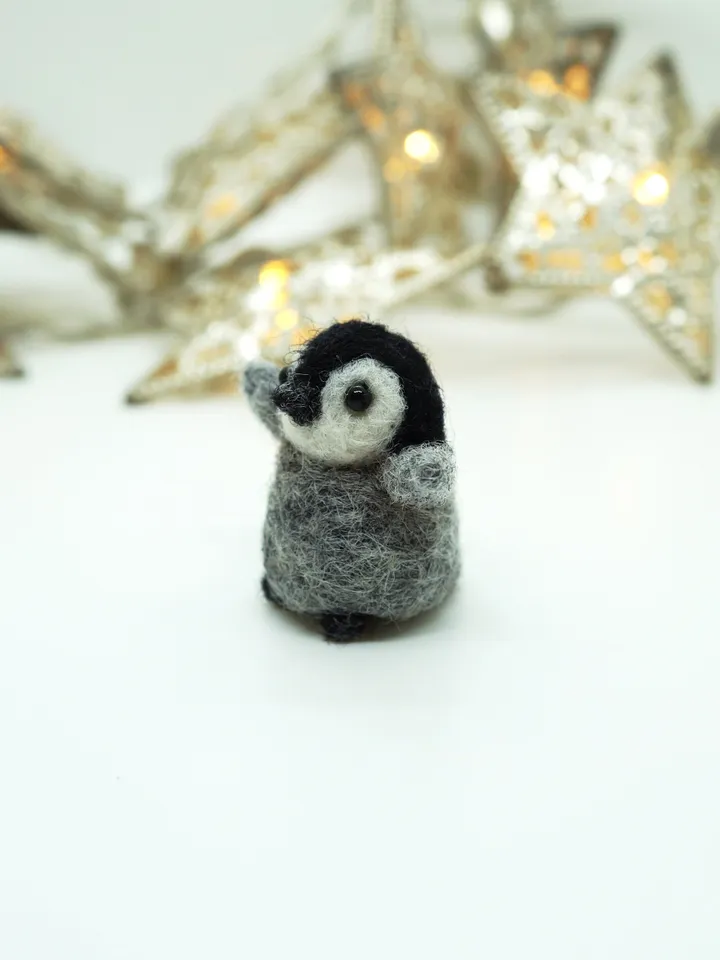 Tiny needle felted baby penguin, felted miniature, made to order