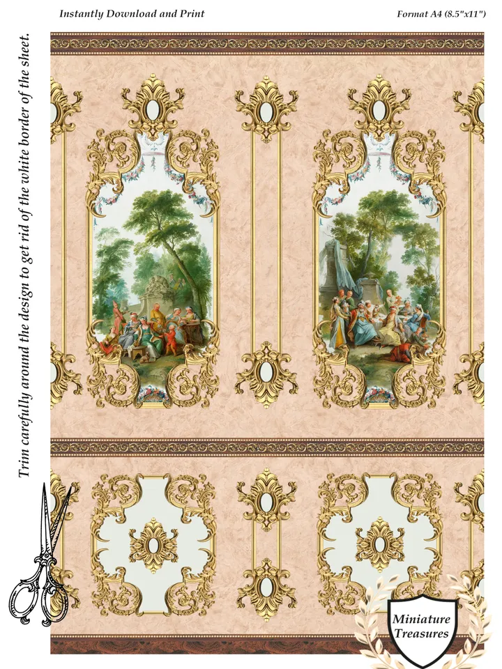 Wallpapers- Set 2 | Printables for Dollhouses and Unique Miniature Projects | Digital Downloads | in Scale 1/12th