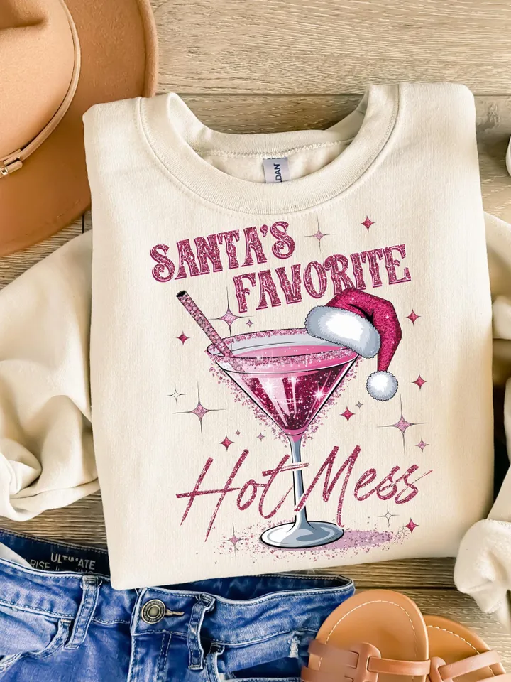 Santa's Hot Mess PNG, Glitter Christmas Martini Png, Christmas Drink T Shirt Png, Alcohol Xmas png, Glitter Santa Hat, Candy Cane Digital