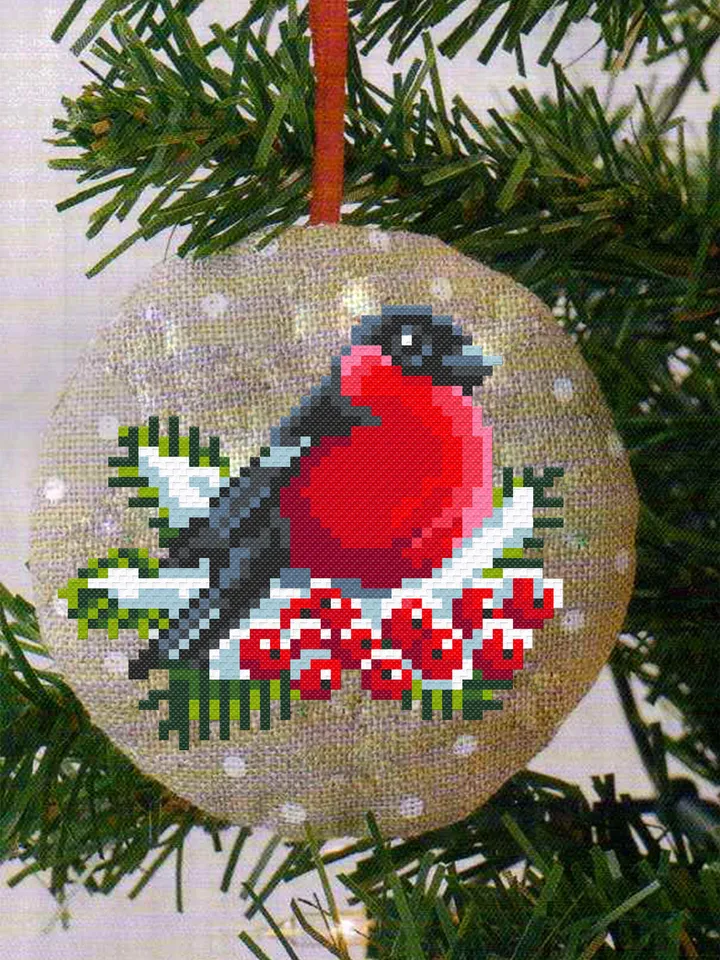 Bullfinch cross stitch pattern download PDF Christmas cross stitch chart, Simple beginner stitch, Christmas bird pattern digital PDF #N12