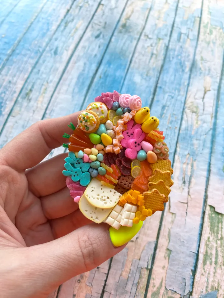 Magnet Miniature Easter Charcuterie Board with Polymer Clay Souvenir