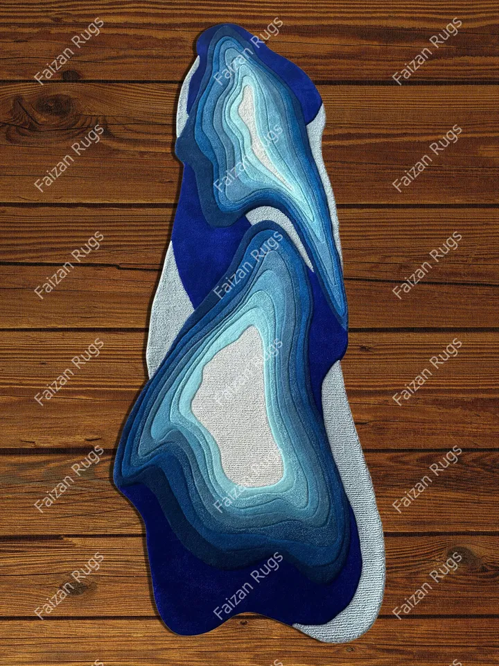 Buy 8x10 Stunning Blue and White | Hand Tufted Rugs 100% Wool For Living Room | Bed Room | Kids Room in Any Size's