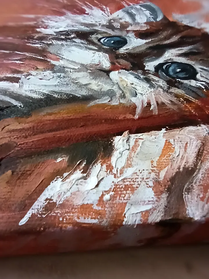 The Kitten Who Still Loves Everyone. Oil on stretched canvas. 20x20cm