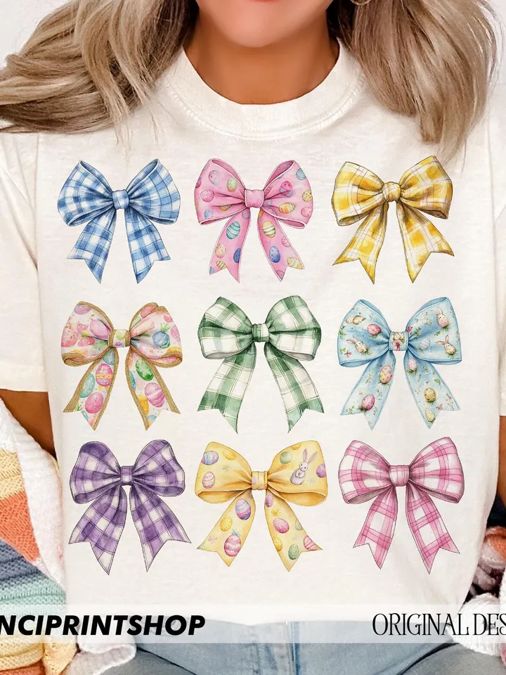 Coquette Easter Bow PNG, Easter Bow Png, Easter PNG, Easter Eggs Coquette Bow PNG, Easter Shirt png, Pink Bow png, Cute Easter png designs