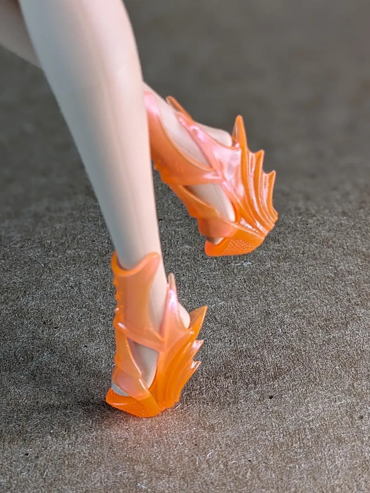 Orange transparent wedge sandals for 1/6 scale female dolls