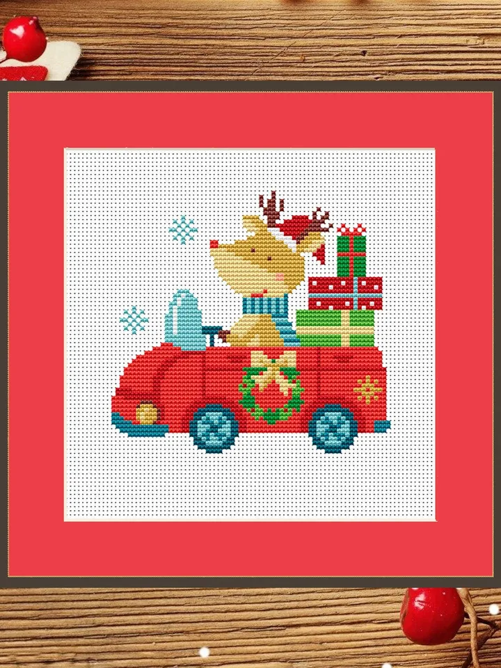 Christmas Deer Cross Stitch Pattern, Merry Christmas Cross Stitch Pattern, Christmas Animals Cross Stitch Pattern, Christmas Pattern #hld019
