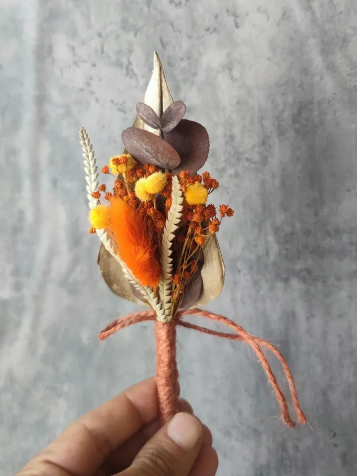 Orange Flower bouquet,boho hair accessories,crown, boho hair accessories, bridal head Bouquet,table vase flowers,natural dried flower