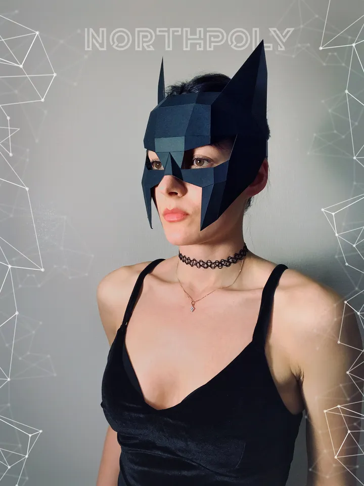 Bat Mask Papercraft, Digital Template, PDF Download, Gurko, 3D Low Poly Animal Mask, DIY Origami, Pepakura, Paper Mask, DIY Costume