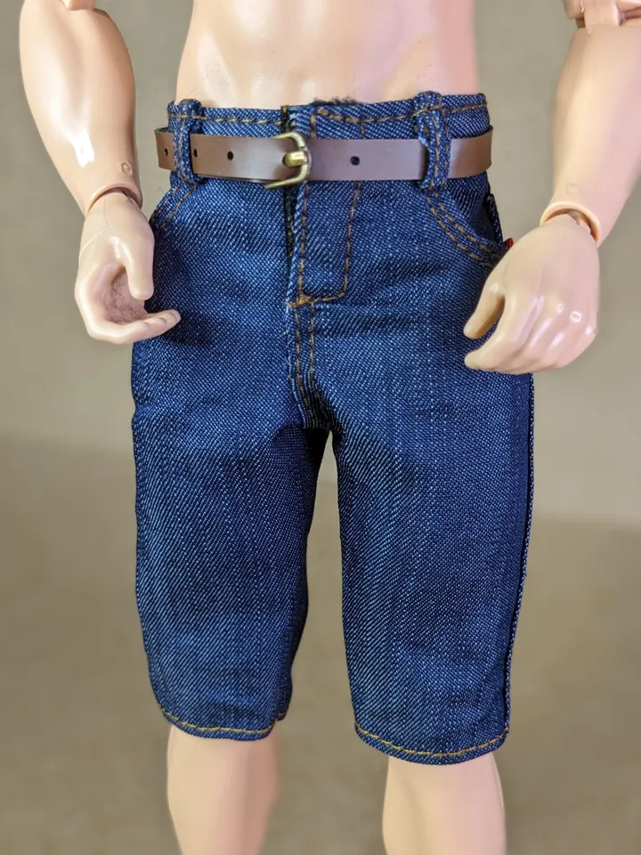 Classic denim shorts for 1/6 scale fashion male doll (Muscular Body or FR Homme, Poppy Parker)