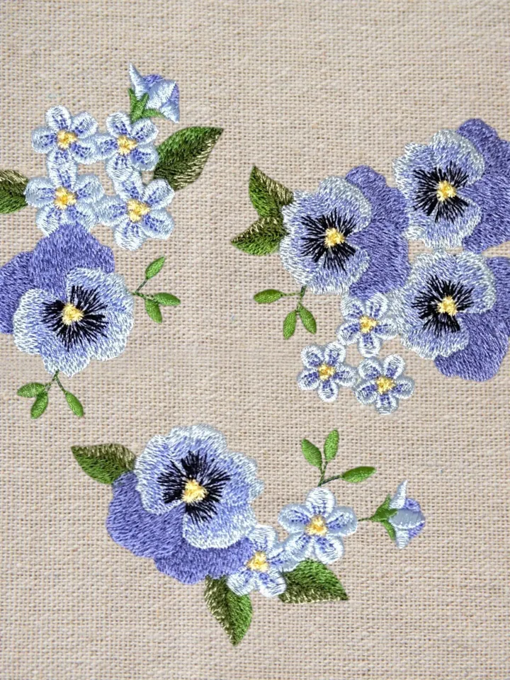 Pansies set for 4X4 hoops Machine embroidery designs digital embroidery pattern home and clothing décor embroidery motif 3D embroidery
