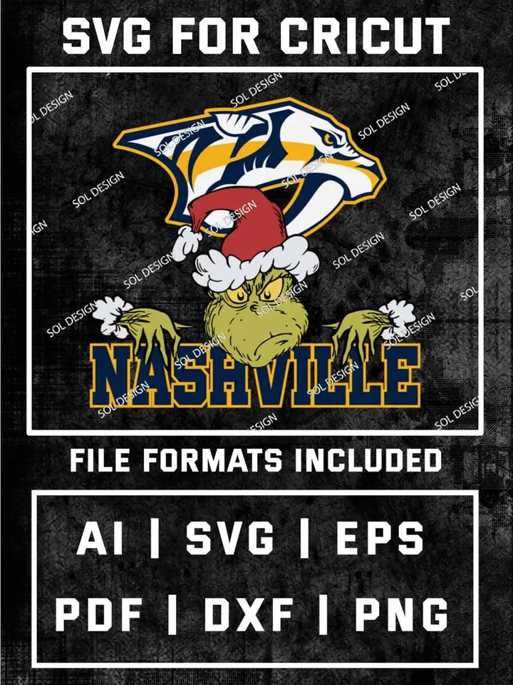 Grinch Nashville Predators SVG, NHL Logo SVG Design, NHL Nashville Predators SVG, NHL Predators Cricut, Christmas Svg, Grinch svg, Digital Download