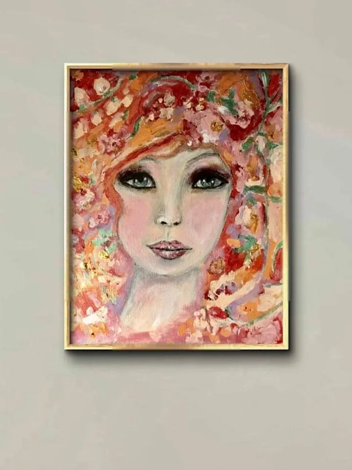 Sofia doll,original acrylic painting on 3 d canvas,fantasy dolls painting,fairytales,young woman painting,unique gift,home decoration